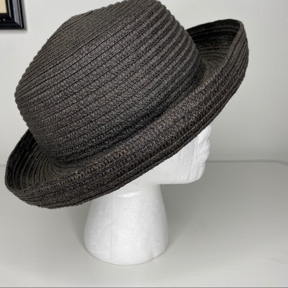 Black Raffia Boater Fedora Hat woven - Picture 4 of 8